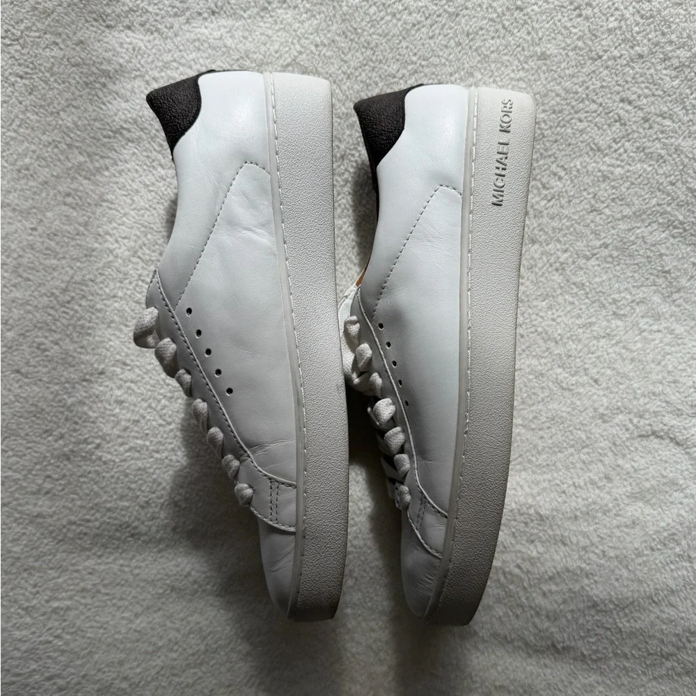 Michael Kors Irving White Leather Lace-Up Sneakers | 7 - Picture 7 of 8